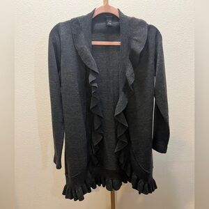 Only Mine Mid length Ruffled Cardigan Charcoal Grey size Small